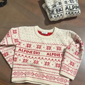 Alpine Ski Red and Cream Sweater